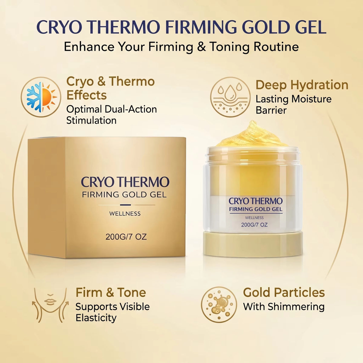 Cryo Thermo Firming Gold Gel for Sagging Skin 200G anti Cellulite Improve Skin Elasticity Lifting Smoothing Sculpted Body Care ﻿