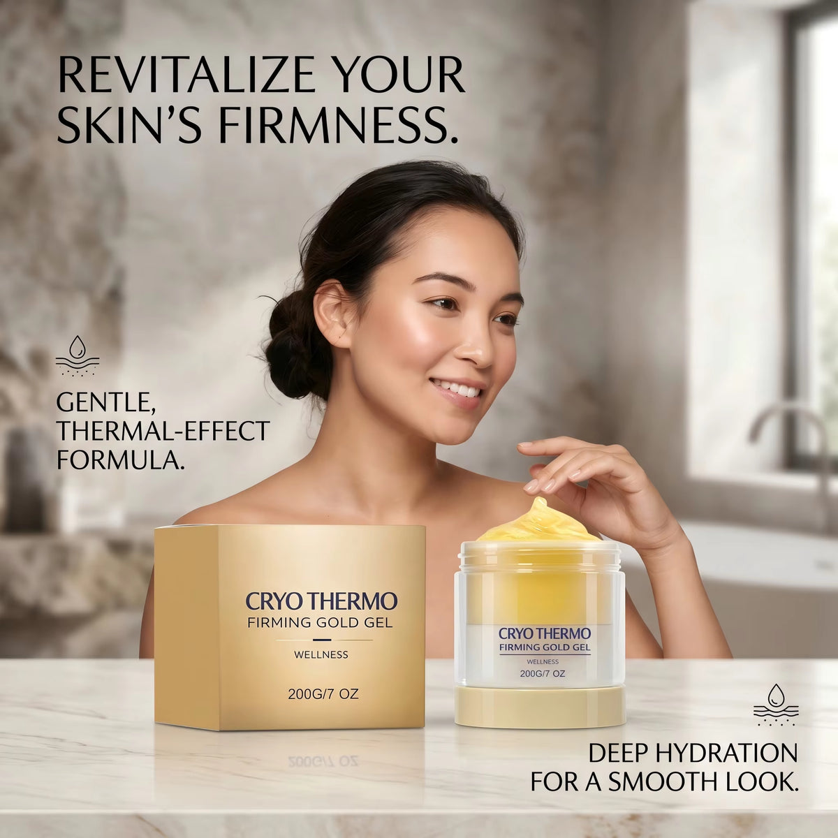 Cryo Thermo Firming Gold Gel for Sagging Skin 200G anti Cellulite Improve Skin Elasticity Lifting Smoothing Sculpted Body Care ﻿